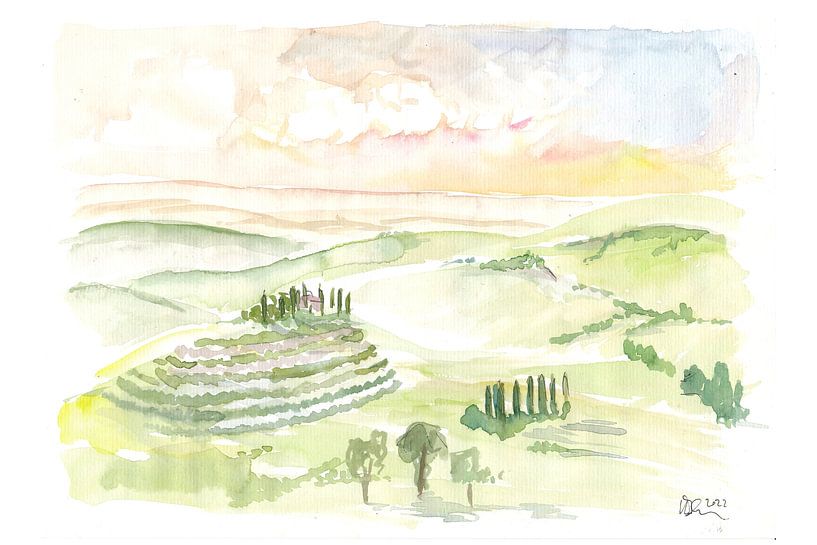 Italian landscape in Tuscany near d'Orcia by Markus Bleichner