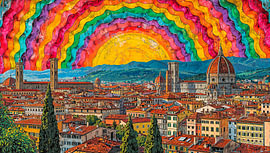 Panorama coloré de Florence avec son dôme sur Joseph S Giacalone Photography