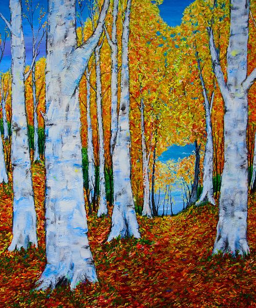 Berkenbos in de herfst van Eberhard Schmidt-Dranske