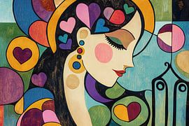 Harten Vrouw | Vrolijke Profiel van Blikvanger Schilderijen