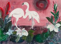 2 flamingos