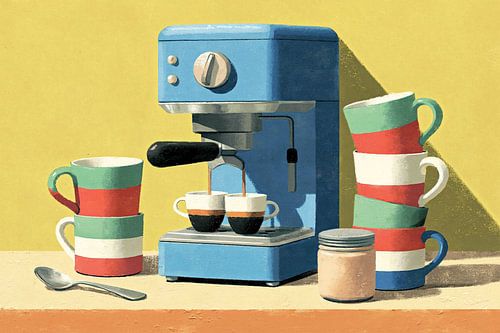 Stillleben mit einer Retro-Kaffeemaschine