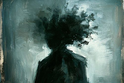 Donker abstract silhouet schilderij