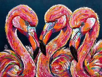 Majestic Flamingos by Happy Paintings