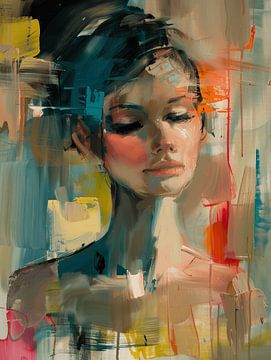 Colourful modern and abstract portrait by Carla Van Iersel