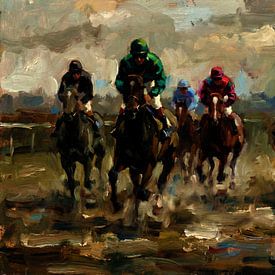 Spannende paardenraces op doek van Jan Keteleer