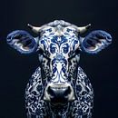 Portret van Delfts blauwe porseleinen koe van Thea thumbnail