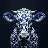Portret van Delfts blauwe porseleinen koe