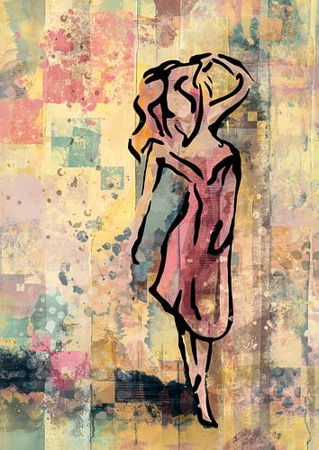 Kleurig semi abtract gesture tekening