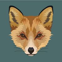 Fox illustration with dark green petrol background