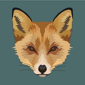 Illustration de renard sur fond vert foncé d'essence
