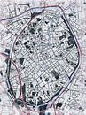 Kaart van Brugge centrum in de stijl 'White Winter' van Maporia thumbnail