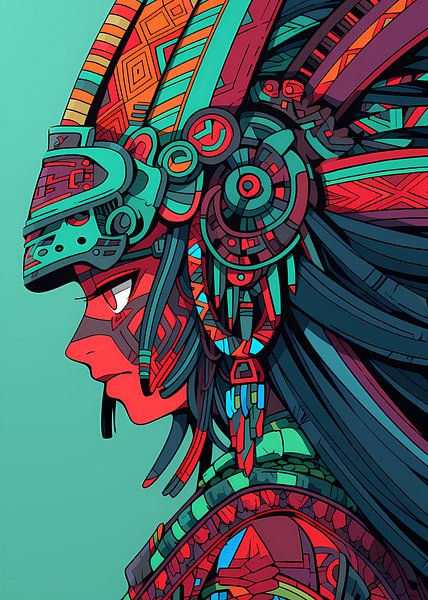 Cyberpunk Azteken Meisje van Steven Kingsbury