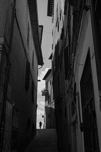 Scherenschnitt Fotografie Mann Straßen Spello Italien