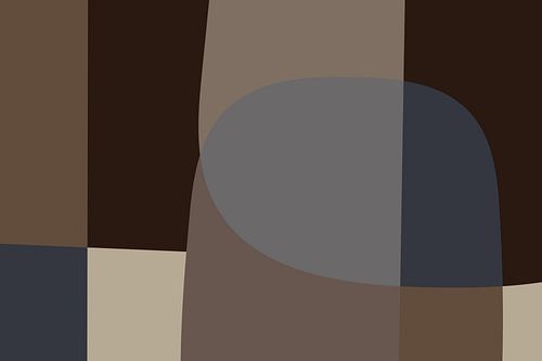 Moderne vormen en lijnen in neutrale kleuren. Donkerbruin, taupe, grijs.