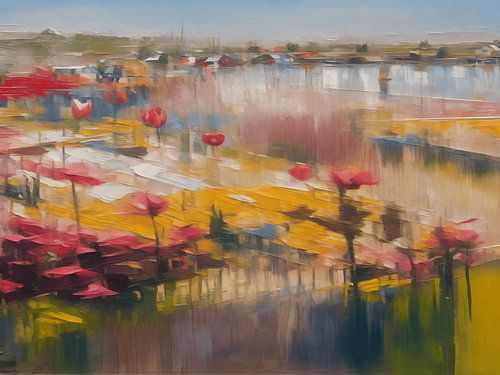 Abstract landschap met tulpen