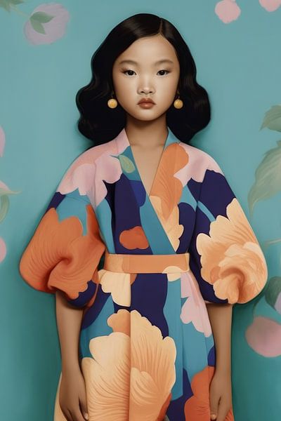 Portrait moderne d'une jeune fille asiatique par Carla Van Iersel