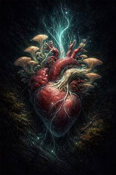 Mycelium Heart – Surreales Pilzwachstum