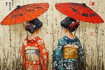 schilderachtige japanse kunst geisha van Egon Zitter