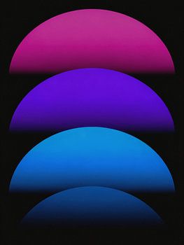 Minimalist Gradient Dark Aesthetic - Glowing Neon Hemispheres Abstract Art