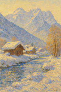 Garmisch-Partenkirchen Loisach – Winterliche Alpenlandschaft im Stil der Impressionisten