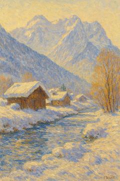 Garmisch-Partenkirchen Loisach – Winterliche Alpenlandschaft im Stil der Impressionisten von Travel Shop