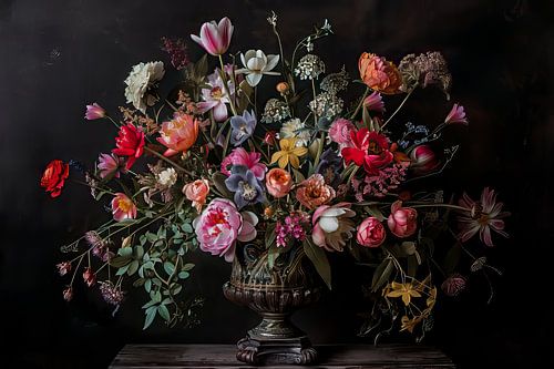 Nature morte d'un bouquet de fleurs coloré