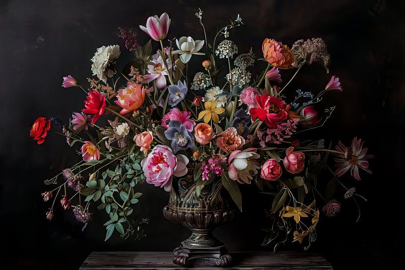 Nature morte d'un bouquet de fleurs coloré par Thea
