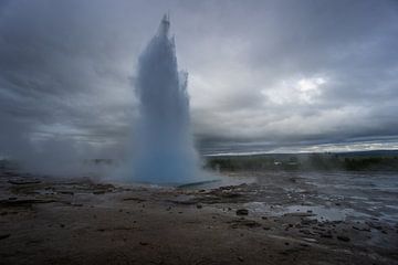 Iceland - Turquoise hot boiling water, end of eruption of geyser by adventure-photos