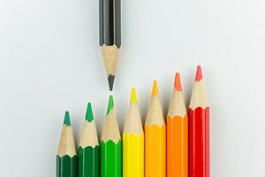 Conceptuele kleurpotloden als energielabel kleuren