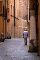 Man with hat in Bolgona, Italy