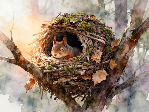 Nest in het ochtendlicht