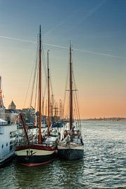 Sailing ships at the quay of Kampen. by Janny Beimers