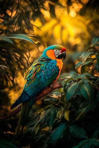 Colourful parrot in the light by Poster Art Shop