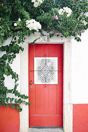 The red door of Cascais | Colourful travel photography Portugal by Mirjam Broekhof