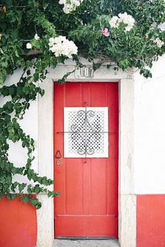 The red door of Cascais | Colourful travel photography Portugal by Mirjam Broekhof