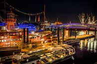 Hamburger Hafen bei Nacht von Holger Debek Miniaturansicht