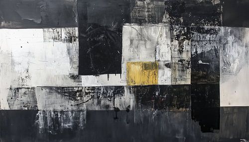 Abstracte zwart-wit en een gele blok panorama