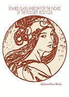 Buntes Glasfenster für die Fassade der Boutique Fouquet