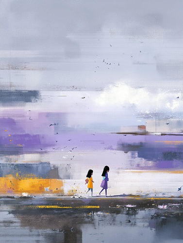 girls out for a walk | Two Little Walkers by Modern Collection