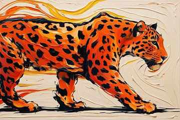 Dynamisch schilderij van een luipaard van Art & Soul Creations