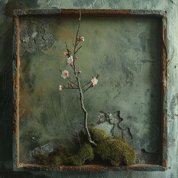 Retro still life in a square frame on the wall by Digitale Schilderijen