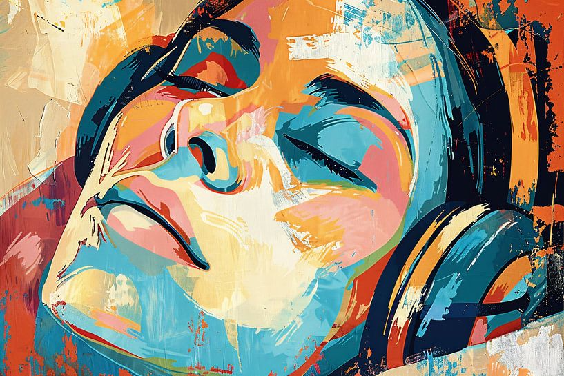 Abstract colourful portrait with headphones by Imperial Art House