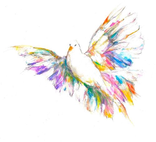 Die Taube des Friedens. Handgemalte Aquarellfarbe.