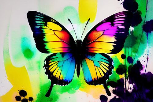 Een kleurenzee tijdens de vlucht: een oogverblindende vlinder