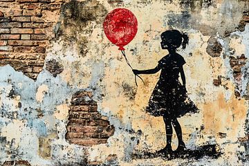Meisje met rode ballon van Art & Soul Creations