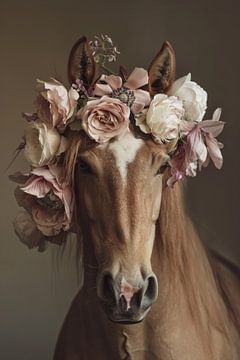 Horse with flowers by Bert Nijholt