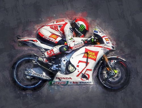 Ölgemälde-Porträt von Marco Simoncelli Version 2 von Bert Hooijer
