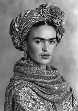 Frida Poster Black and White von Niklas Maximilian