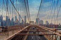 Brooklyn Bridge met de skyline van New York City